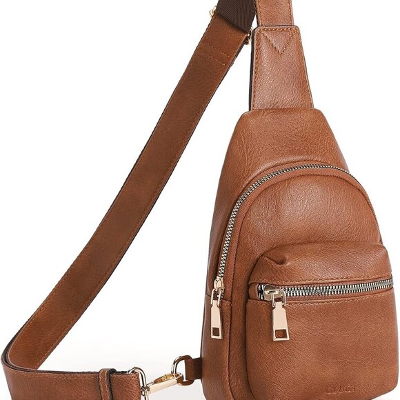 Women’s Faux Leather Crossbody Bag Small Fanny Pack with Multiple Pockets - Picture 1 of 9